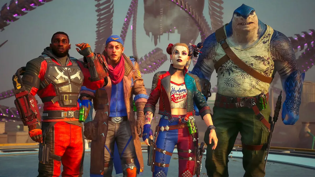 Arte principal del videojuego con el anuncio oficial de que Suicide Squad cierra sus servidores